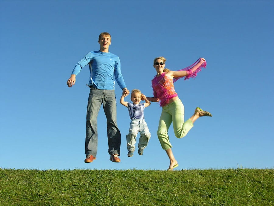  a family jumping